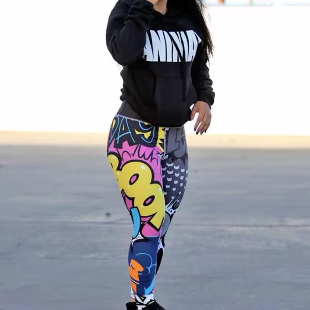 High waist digital print leggings